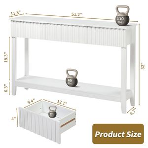 Modern Long Narrow Console Table with 3 Drawers <b>Open</b> <b>Storage</b> Shelf for Entryway Foyer or Hallway Wood Material - Product Image 6
