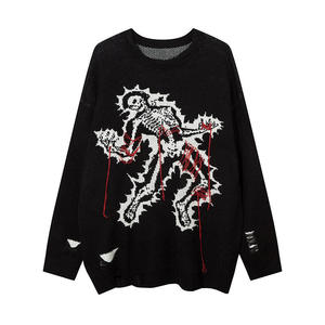 Suéter de punto unisex con diseño de calavera divertida, manga larga, 100% acrílico, de marca de moda, con logo frontal, novedad otoño 2026 para hombre y mujer - Product Image 2