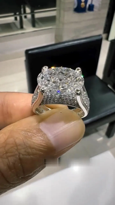 5CT Oval Lab Grown Diamond <b>Ring</b> 14K White Gold Halo Engagement <b>Ring</b> Luxury Statement Wedding Jewelry Gift for Her - Product Image 4
