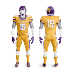 Uniforme de Fútbol Americano Personalizado al por Mayor – Conjunto de Jersey y Pantalones Amarillo y Morado con Bordado Tackle Twill, Ropa Deportiva para Equipos Juveniles y Adultos - Product Image 4