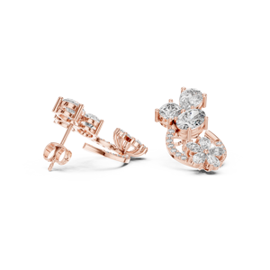 Treasures Timber 14K Gold Trendy Vintage-Inspired Floral Stud Pendientes Romántico Antiguo Oro Joyería - Product Image 2