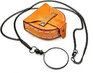 Monocle Túi Monocle <span class=keywords><strong>Brass</strong></span> Magnifying Glass Vintage magnifiers Retro steampunk <span class=keywords><strong>Magnifier</strong></span> với hộp da - Product Image 1