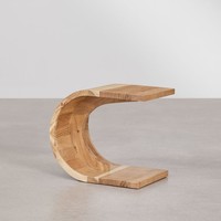 Table de chevet en bois texturé Vandana Amber 45x30 cm