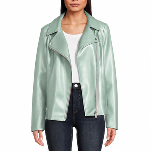 Veste de moto courte en PU tissé imperméable pour femme AZ LUCKY SPORTS, style blazer, col zippé, couleur unie, décontractée, automne/hiver - Product Image 6