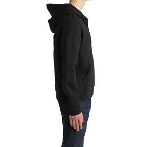 Black Men's 100% Cotton Full-<b>Zip</b> Hoodie Regular Fit Breathable Winter Streetwear Patched Design - Product Image 3