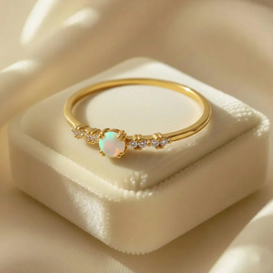 Trendy Dainty <b>Opal</b> Engagement <b>Rings</b> 925 Sterling <b>Silver</b> Oval Cut 18k Micron Gold Plated Romantic Wedding Party Women's Jewelry - Product Image 2