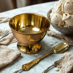 Bol à dessert en laiton avec cuillère, fabrication de qualité supérieure, vaisselle en laiton, bol à glace à prix avantageux - Product Image 5