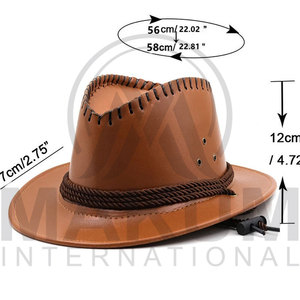 Chapeaux de cowboy unisexes à large bord arrondi en cuir de vachette, pour l'automne et l'hiver, pour la pêche en plein air, l'équitation, chapeau réglable pour hommes et femmes - Product Image 6