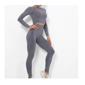 Conjuntos Deportivos Personalizados para Mujer, Ropa de Gimnasio y Fitness, Conjunto de Dos Piezas de Top de Yoga y Leggings de Cintura Alta - Product Image 1