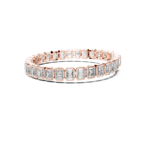 Luxury Men's Rhodium Plated Yellow Gold Round Cut and Marquise Diamond <b>Bracelet</b> IGI Certified Anniversary Wedding Jewelry - Product Image 1