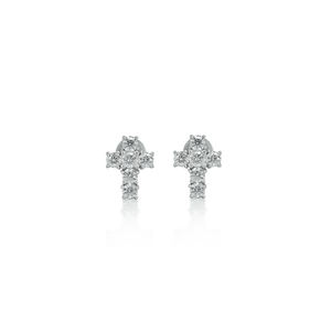 Pendientes de Cruz de Lujo Totalmente Cubiertos de Diamantes, Plata 925 con Baño de Rodio, con Diamantes Moissanite, para Regalos de Boda, Aniversario o Fiesta - Product Image 1
