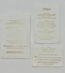 Invitations en papier imprimé à bords festonnés, papeterie de mariage artisanale sur mesure, cartes de luxe en coton, annonces d'événements artisanales - Product Image 4