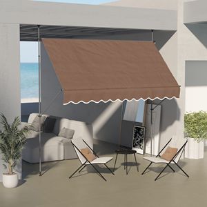 Tenda da Sole Retrattile Manuale 3x1,2m Resistente ai Raggi UV, Senza Viti, per Finestra o Porta, Colore Caffè - Product Image 2