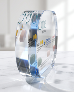 Customized <b>Acrylic</b> Oval <b>Block</b> with customized Logo Personalized Corporate Award - Product Image 2