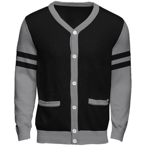 Unisex Custom Autumn Winter V-Neck Knit Cardigan <b>Sweater</b> Solid Colour with Buttons School-Style Women's and Men's <b>Sweater</b> - Product Image 1
