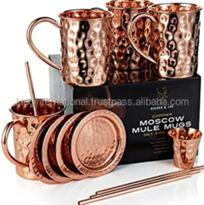 Mug tendance en cuivre pur, gobelets isothermes en acier inoxydable, verres à eau en acier, verres à jus en acier, verres à boire, carafe et verre - Product Image 5