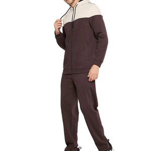 ชุดวอร์มมีฮู้ดสำหรับผู้ชาย แขนยาว สีพื้น ชุดลำลอง กางเกงวอร์มมีกระเป๋าข้าง ผลิตจากผ้าโพลีเอสเตอร์ผสมฝ้าย - Product Image 2