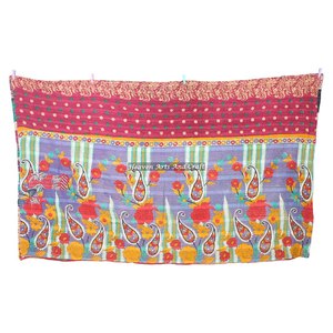 Indian Vintage Cotton Kantha <b>Quilt</b> Indian Reversible Hand Stitched Heavy Throw Old Sari Blanket Patch Work Heavy 3 To 5 Layers - Product Image 5