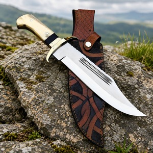 Couteau à lame fixe DIY OEM avec manche en bois de rose et lame en acier inoxydable pour la survie en extérieur - Durable et résistant à la corrosion - Product Image 2
