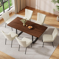 Ensemble de salle à manger moderne de 7 pièces avec table à manger extensible en MDF de couleur personnalisée pour appartement de salle à manger