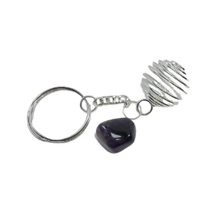 High quality Crystal Keychain Amethyst Wire Wrapped Tumbled <b>Key</b> Chine Natural Stone <b>Key</b> <b>Holder</b> Gifts for Women <b>Key</b> <b>Chain</b> - Product Image 2