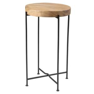 Table d'appoint en fer avec plateau en bois de style antique, dotée d'un cadre métallique robuste, pour les espaces intérieurs d'ameublement d'inspiration vintage - Product Image 6