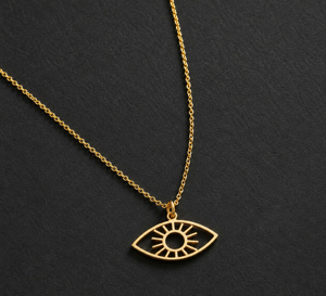 Collar con Colgante de Plata de Ley 925 Chapado en Oro de 18K con Protección para los Ojos, Colgante Minimalista con Temática, Unisex, para Uso Diario, Colgante Fino - Product Image 2