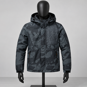 <b>Men's</b> Hooded Windproof Thin Casual <b>Jacket</b> Zipper Closure Removable Hat <b>Camo</b> Pattern Worsted Fabric Outdoor Leisure Spring - Product Image 1