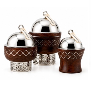 Casserole isotherme à double paroi en bois et acier inoxydable, finition noyer, style arabe, pour service de plats chauds, fournisseur de casseroles - Product Image 6