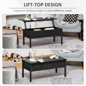 Tavolino da Caffè Moderno Nero Pieghevole con Funzione di Archiviazione per Soggiorno, Camera da Letto, Ufficio e Decorazione Domestica - Product Image 6