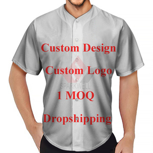 เสื้อเบสบอลคอวีผู้ชาย ลายเรียบ ผ้าโพลีเอสเตอร์ระบายอากาศ แขนสั้น ใส่ได้ทุกฤดู เสื้อผ้ากีฬา โลโก้ด้านหน้า - Product Image 4