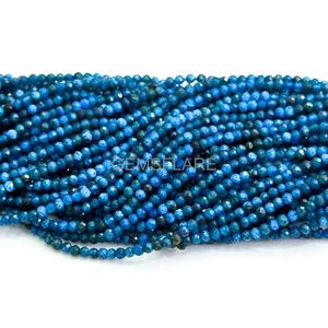 Cuentas redondas microfacetadas de apatita neón natural de 2 mm, cuentas de apatita para la fabricación de joyas, piedras preciosas sueltas facetadas con corte de diamante al por mayor. - Product Image 4