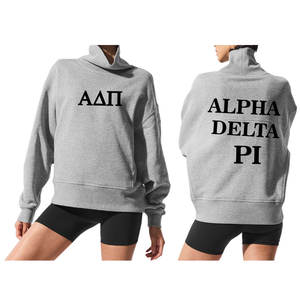 Sweat-shirt d'hiver réversible vintage pour femme avec logo personnalisé, col montant, grande taille, de haute qualité, avec badge Alpha Delta Pi, vente en gros - Product Image 5