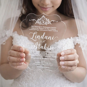 การ์ดเชิญงานแต่งงานอะคริลิกใส |   การ์ดเชิญพิมพ์สีขาวแบบกำหนดเองสุดหรู |   เครื่องเขียนอะคริลิกขายส่ง - Product Image 2
