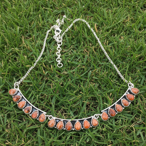 Collar de Concha de Ostra Espinosa Naranja Natural, Plata de Ley 925, Ajustable, Hecho a Mano, Collar con Diseño de Racimo, Joyería - Product Image 4