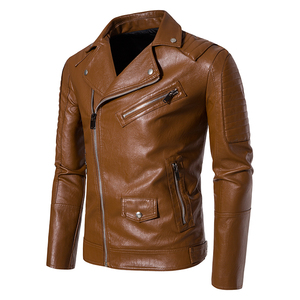 Veste en cuir vintage décontractée sur mesure pour hommes, style moto, fermeture éclair, en cuir PU. - Product Image 6