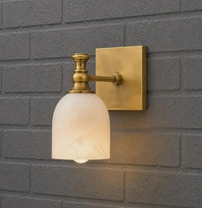Brass Alabaster Sconce, Natural Stone Bathroom Light, Elegant Wall Lamp, Modern Vanity Lighting, Handmade Interior Fixture - Product Image 4