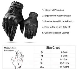 Gants de course en cuir imperméables et coupe-vent personnalisés pour hommes, pour la moto, les sports de plein air, compatibles avec les écrans tactiles - Product Image 2