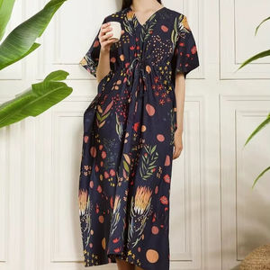 Robe kaftan en coton indien faite à la main, paréo de plage, coupe décontractée, kimono - Product Image 1