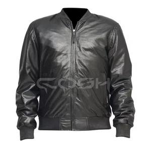 Blouson aviateur en cuir de crocodile noir gaufré fait main, design et taille personnalisés disponibles, commande en gros |   Achetez maintenant - Product Image 1