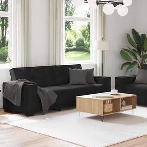 Modern Rectangular Black Velvet 2-Piece <b>Sofa</b> <b>Set</b> for Living Room - Product Image 3
