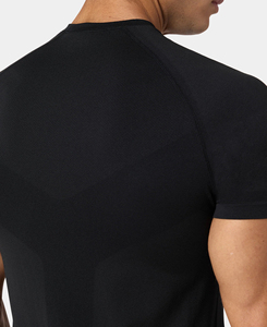 Haut de yoga pour femme 2026 de qualité supérieure, noir uni, col rond, manches courtes, couleur unie, respirant, coupe classique, prix abordable, faible MOQ - Product Image 4