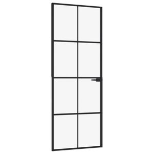 Porte intérieure fine en verre trempé et aluminium noir 29,9''x79,3'' - Product Image 2