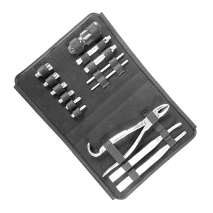 Kit d'instruments dentaires équins Burgess Wolf Tooth Elevator 14 pièces en acier inoxydable avec étui à fermeture éclair - Product Image 4