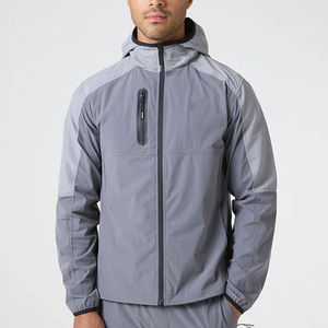 Men's Grey Polyester Tracksuit Full <b>Zip</b> <b>Hooded</b> Sporty Two Piece Set Lightweight Breathable Autumn Activewear Regular Fit - Product Image 6