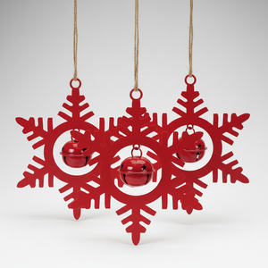 Adorno Navideño de Campana con Copo de Nieve Rojo |   Decoración Colgante para Árbol de Navidad |   Decoración Festiva para el Hogar - Product Image 3