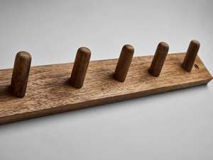 Wood <b>Wall</b> <b>Mounted</b> Eco-Friendly Modern <b>Coat</b> <b>Rack</b> 5 Hook Wooden Hat Hanger Peg Rail for Clothing Entryway Bedroom Bathroom - Product Image 4