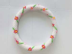 Stunning Light Summer Colors Flower Pattern Children's Lampwork <b>Glass</b> Beaded Roll Bracelets - Product Image 3