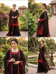 Ensemble Sharara en soie Fendy magnifique et élégant, style indien et pakistanais, pour femme, idéal pour les fêtes, les mariages et les tenues décontractées. - Product Image 5