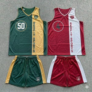 ชุดบาสเก็ตบอล Rexfit Sports คุณภาพดีที่สุดสำหรับผู้ชาย ชุดทีมเยาวชน/วิทยาลัย แบบกลับด้านได้ สำหรับชุดยูนิฟอร์มกีฬาบาสเก็ตบอล - Product Image 2